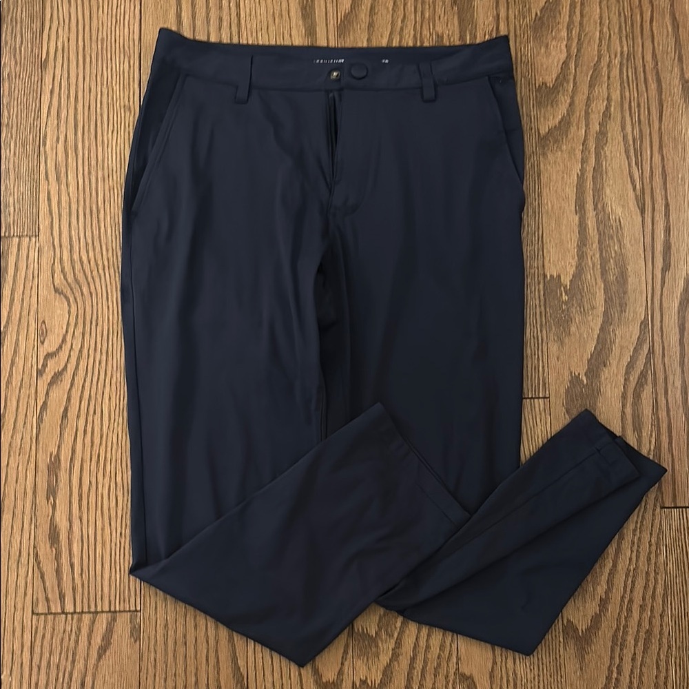 RHONE Blue Dress Pants with Slim Tapered Fit and Structured Fabric